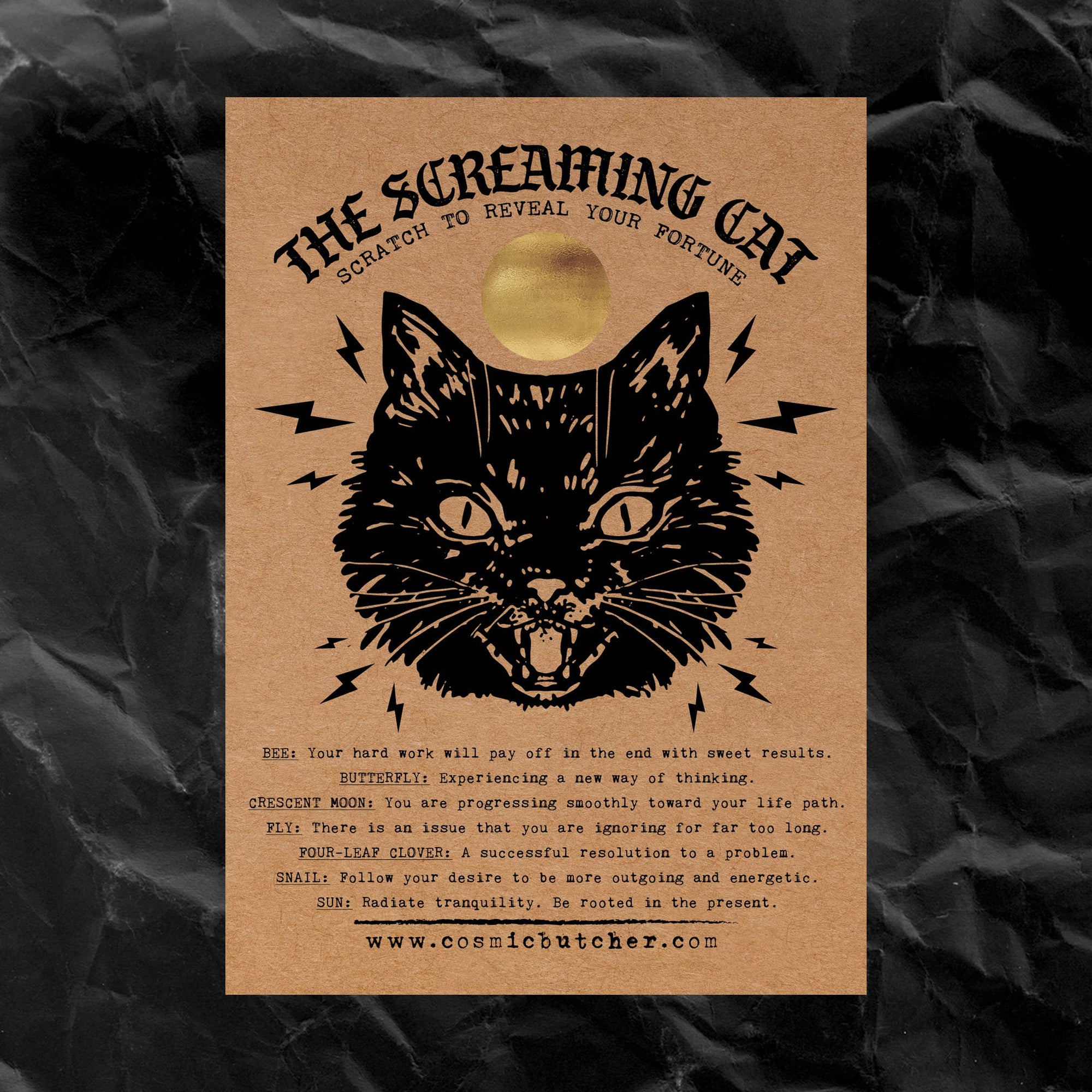 “Screaming Cat” Scratch Off Fortune Affirmation Novelty Card