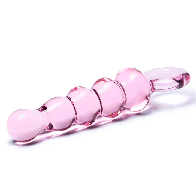 Glas 7.5 in. Quintessence Beaded Anal Slider Glass Dildo with Ring Han Kiss & Ride ATL Glas 7.5 in. Quintessence Beaded Anal Slider Glass Dildo with Ring Han Kiss & Ride ATL