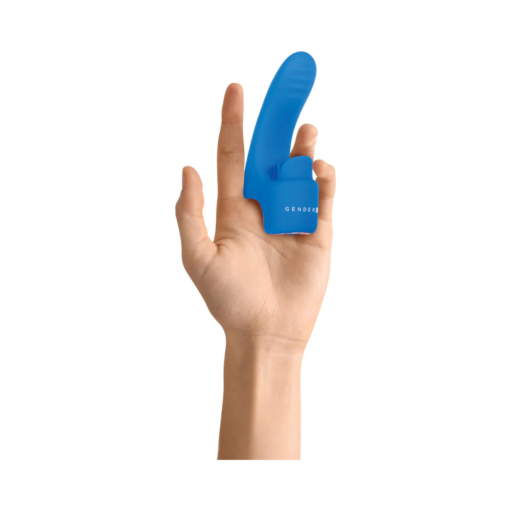 Gender X Flick It Rechargeable Flicking Dual Stimulation Silicone Finger Vibrator Blue