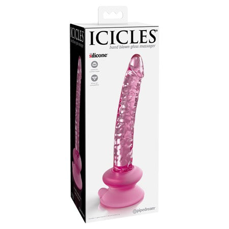 Icicles No. 86 Realistic Glass Dildo With Suction Cup Pink