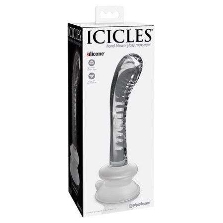 Icicles No. 88 Curved Glass G-Spot Massager With Suction Cup Clear