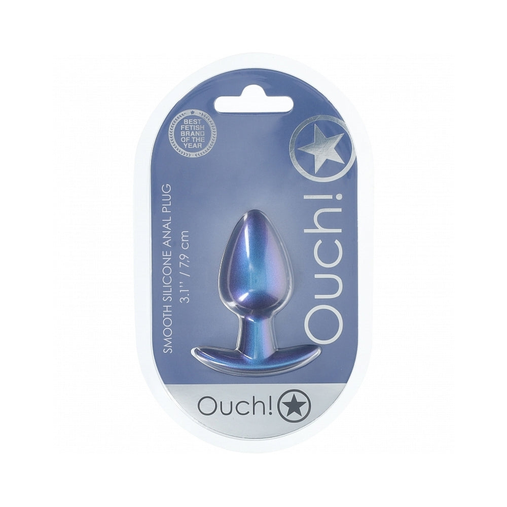 Ouch! Smooth Silicone Anal Plug Medium 3.1 in. Metallic Blue Kiss & Ride ATL Ouch! Smooth Silicone Anal Plug Medium 3.1 in. Metallic Blue Kiss & Ride ATL