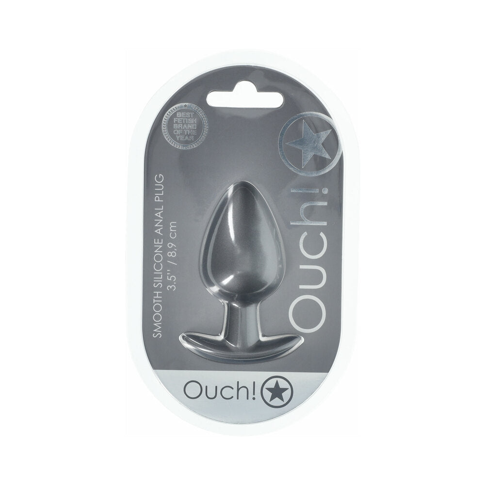 Ouch! Smooth Silicone Anal Plug Large 3.5 in. Gun Metal Kiss & Ride ATL Ouch! Smooth Silicone Anal Plug Large 3.5 in. Gun Metal Kiss & Ride ATL