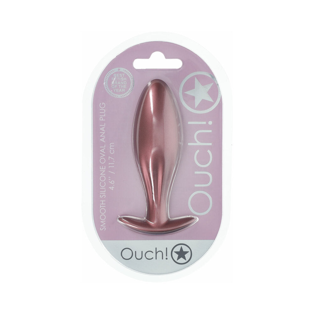 Ouch! Smooth Silicone Oval Anal Plug 4.6 in. Rose Gold Kiss & Ride ATL Ouch! Smooth Silicone Oval Anal Plug 4.6 in. Rose Gold Kiss & Ride ATL
