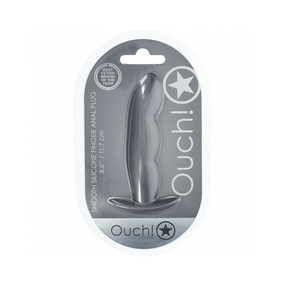 Ouch! Smooth Silicone Finger Anal Plug 4.6 in. Gun Metal Kiss & Ride ATL Ouch! Smooth Silicone Finger Anal Plug 4.6 in. Gun Metal Kiss & Ride ATL
