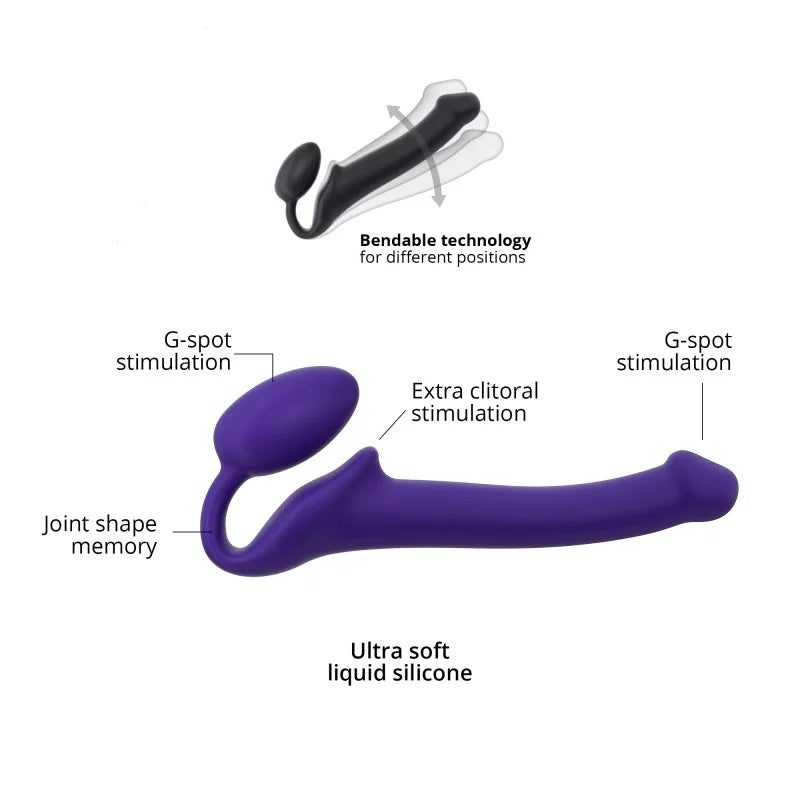 Strap-On-Me Semi-Realistic Bendable Silicone Strap-On Purple