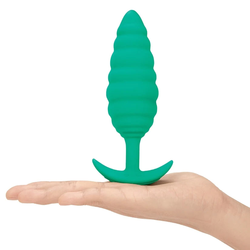 b-Vibe Twist Rechargeable Vibrating Silicone Textured Anal Plug Green (Meduim)