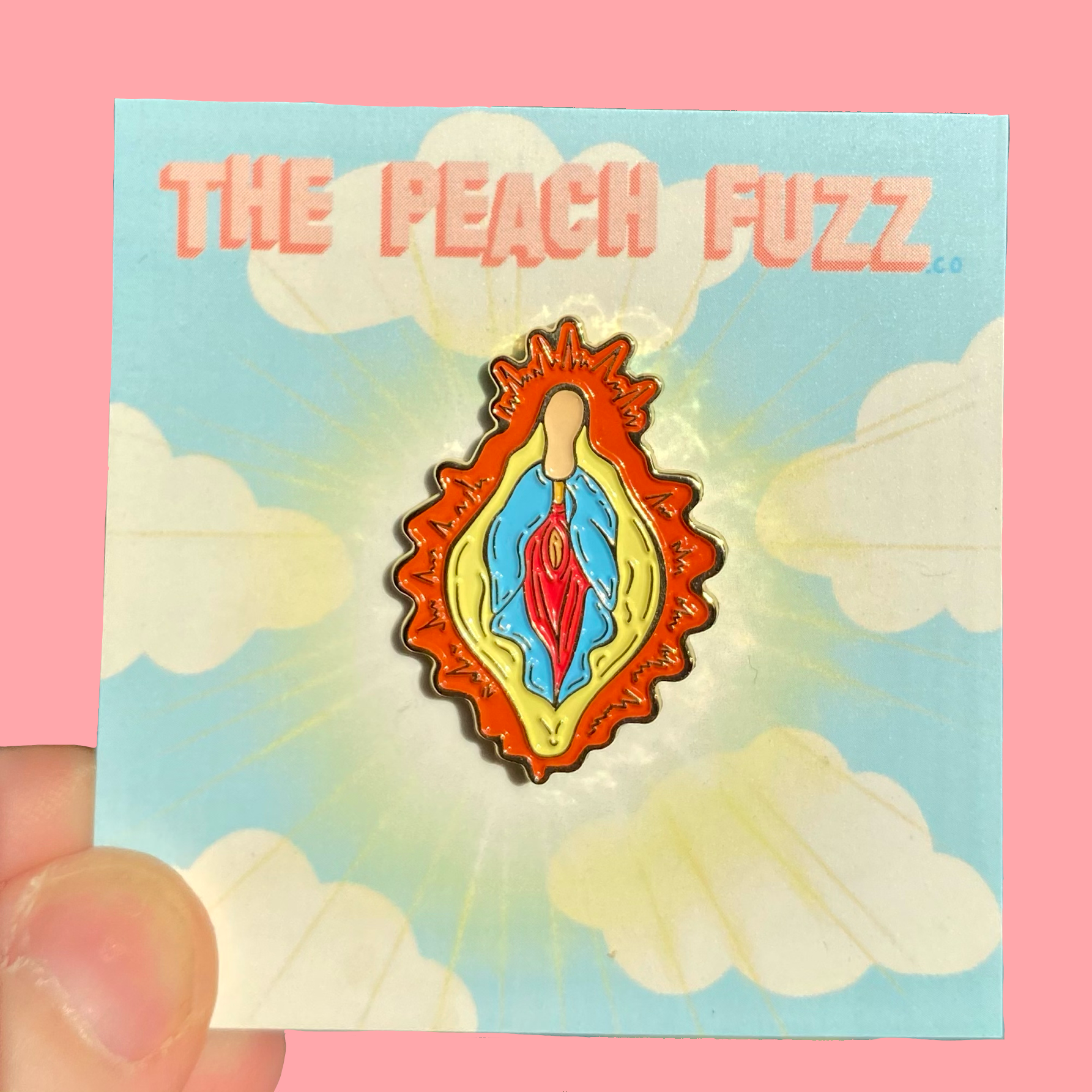 The Peach Fuzz  Vulva Mary Enamel Pin (In Store Only)