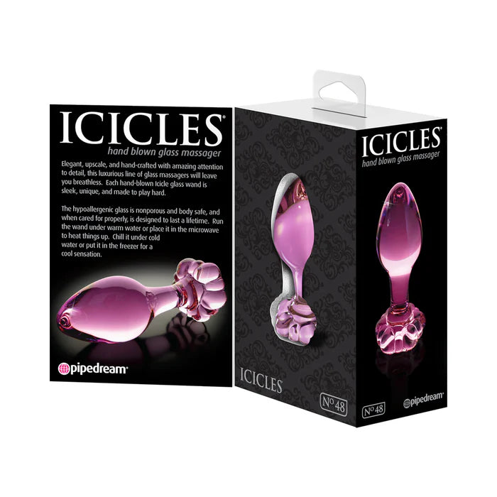 Pipedream Icicles No. 48 Glass 3.5 in. Anal Plug With Flower Base Pink Kiss & Ride ATL Pipedream Icicles No. 48 Glass 3.5 in. Anal Plug With Flower Base Pink Kiss & Ride ATL