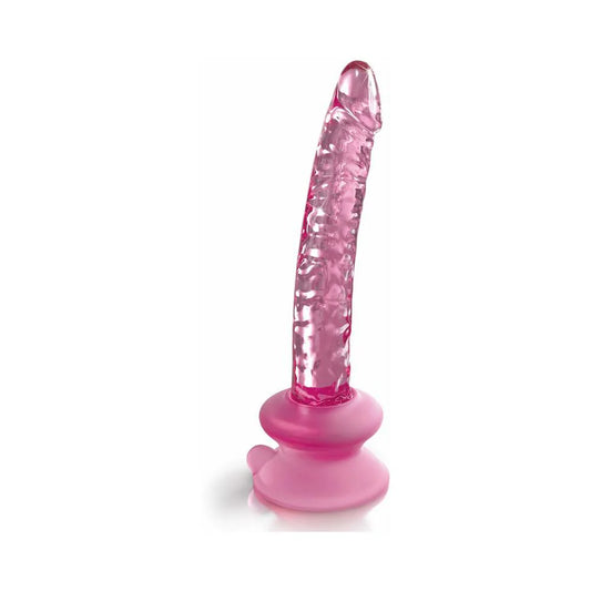 Icicles No. 86 Realistic Glass Dildo With Suction Cup Pink