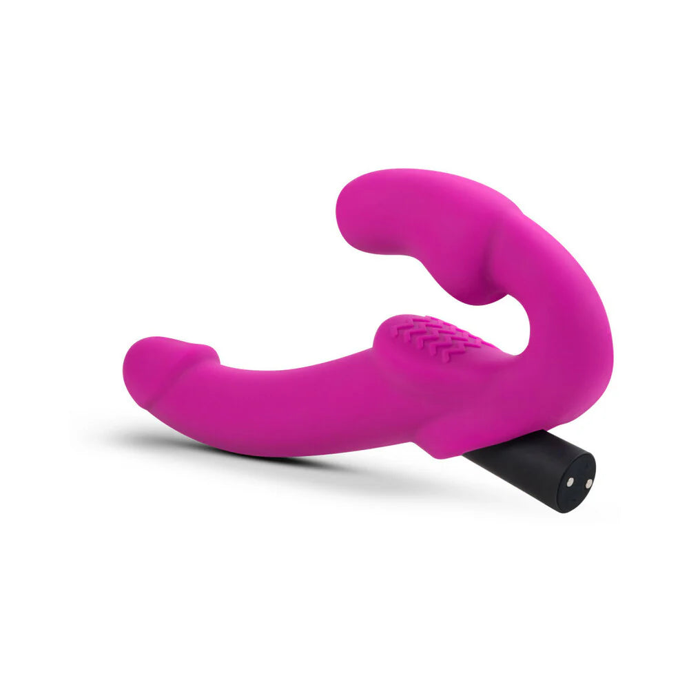 Blush Temptasia Estella 9.5 in. Silicone Strapless Strap-On Dildo with Bullet Vibrator Pink