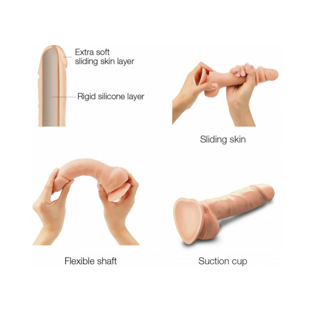 Strap-On-Me Realistic Collection Sliding Skin Dual-Density Silicone Dildo Vanilla