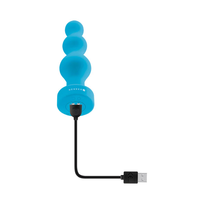 Gender X Plugged Up Rechargeable Silicone Vibrating Beaded Plug Teal