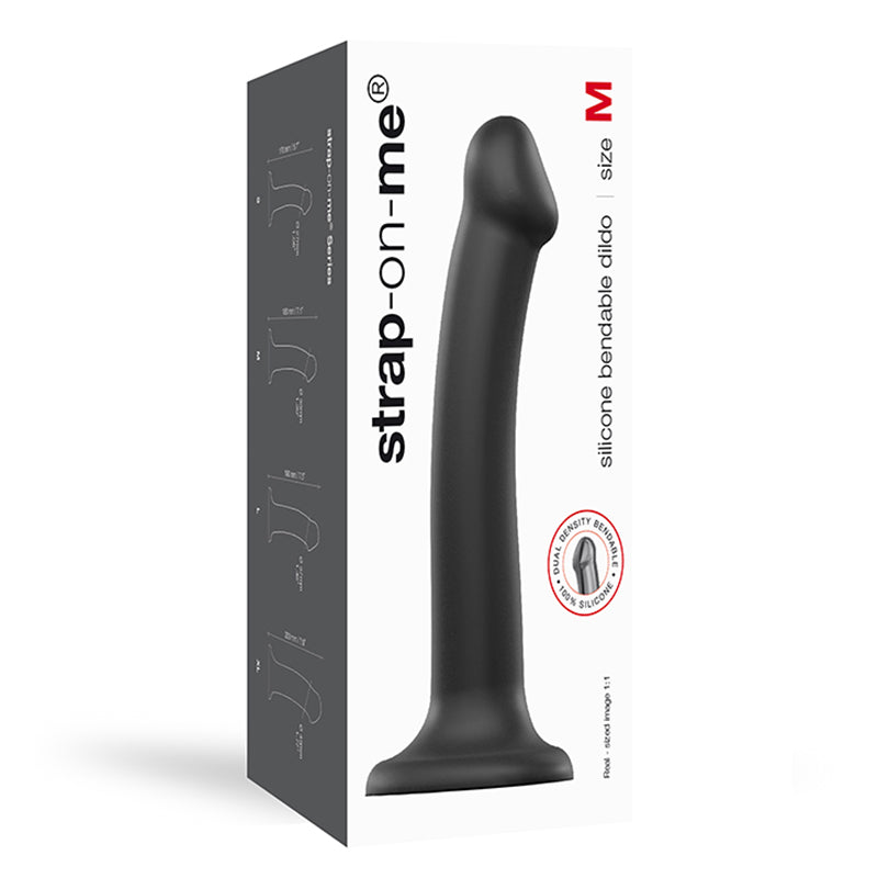 Strap-On-Me Bendable Dual-Density Silicone Suction Cup Dildo Black