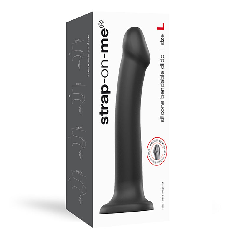 Strap-On-Me Bendable Dual-Density Silicone Suction Cup Dildo Black