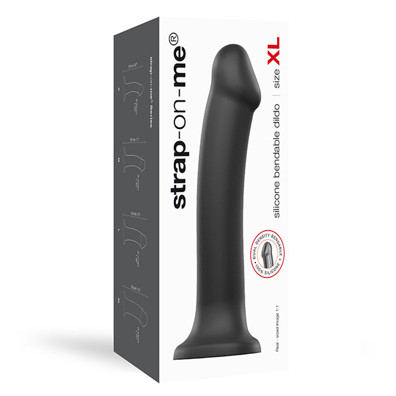 Strap-On-Me Bendable Dual-Density Silicone Suction Cup Dildo Black