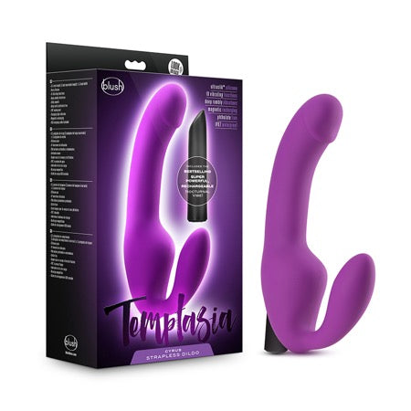 Blush Temptasia Cyrus 8.5 in. Silicone Strapless Strap-On Dildo with Bullet Vibrator