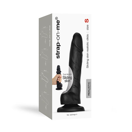 Strap-On-Me Realistic Collection Sliding Skin Dual-Density Silicone Dildo Black