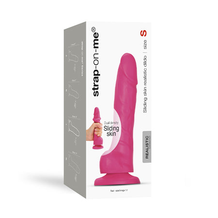 Strap-On-Me Realistic Collection Sliding Skin Dual-Density Silicone Dildo Fuchsia