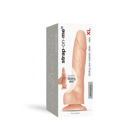 Strap-On-Me Realistic Collection Sliding Skin Dual-Density Silicone Dildo Vanilla