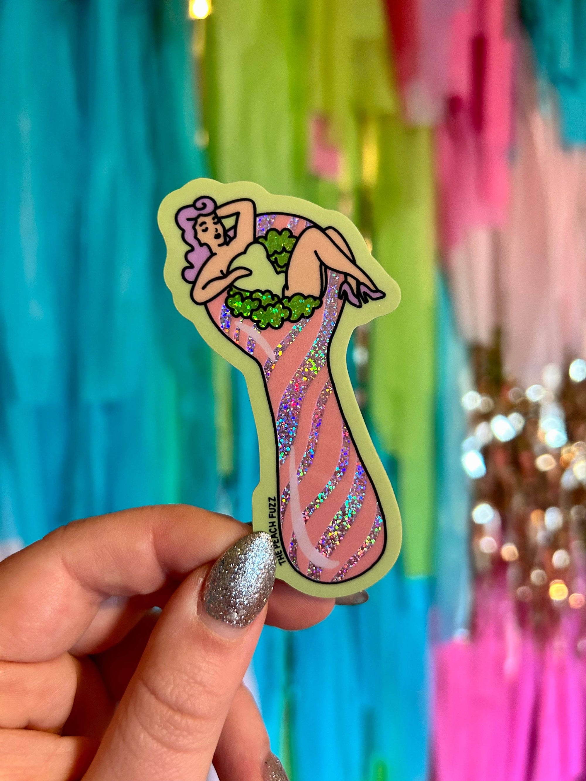 The Peach Fuzz Total Smoke Show Glitter Sticker (In Store Only)