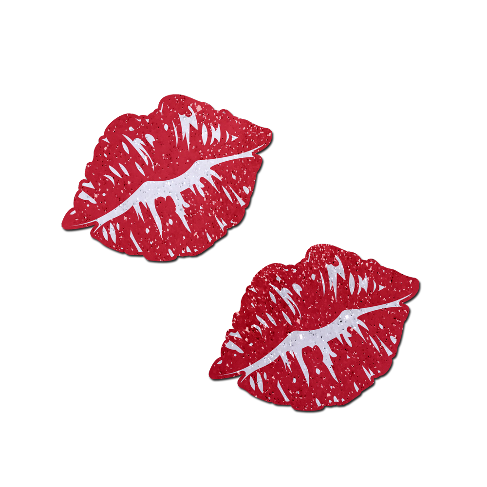 Kisses: Sparkly Red Kissing Puckered Lips Nipple Covers