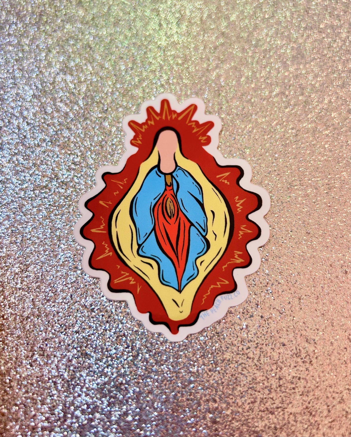 The Peach Fuzz Vulva Mary Sticker (In Store Only)