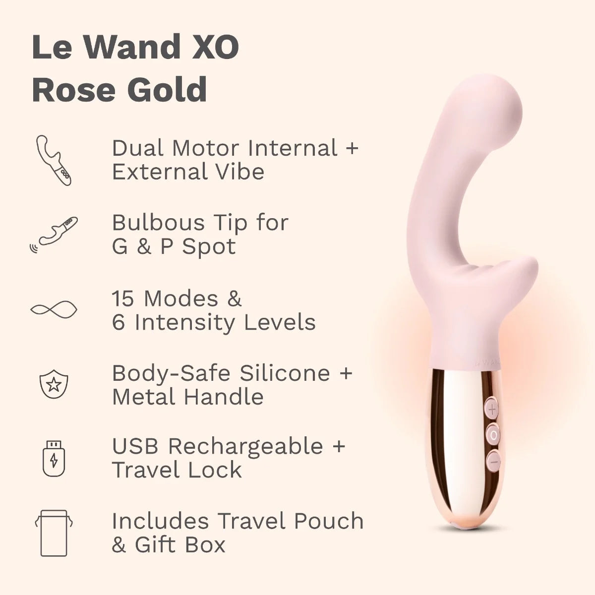 Le Wand Xo Rechargeable Silicone Dual Stimulating Vibrator