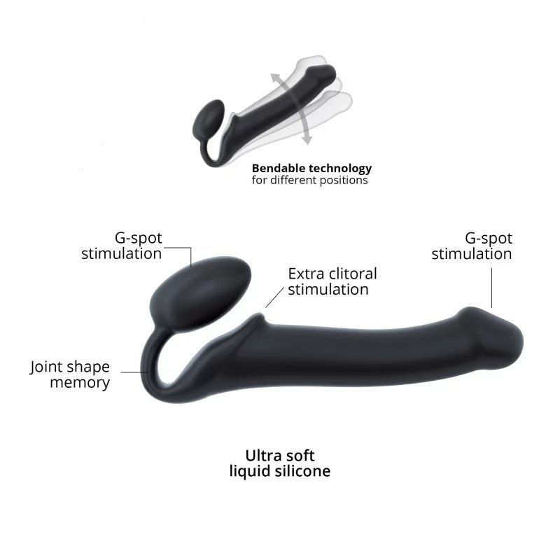 Strap-On-Me Semi-Realistic Bendable Silicone Strap-On Black