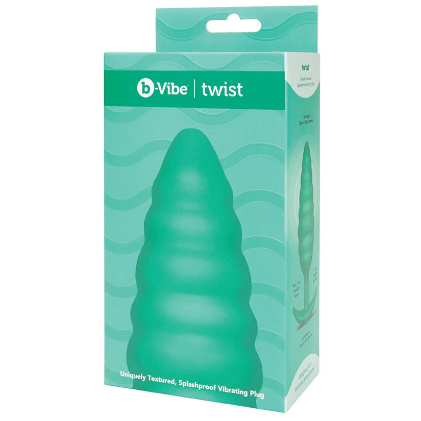 b-Vibe Twist Rechargeable Vibrating Silicone Textured Anal Plug Green (Meduim)