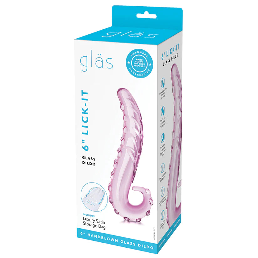 Glas 6 in. Lick-It Glass Dildo Pink