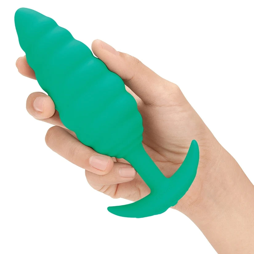 b-Vibe Twist Rechargeable Vibrating Silicone Textured Anal Plug Green (Meduim)